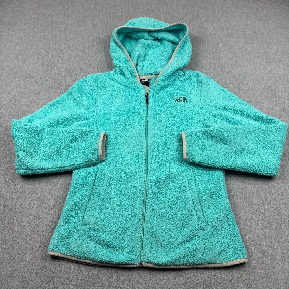 The North Face Jacket Womens Small Green Fleece Full Zip Hooded Outdoors Hiking‎